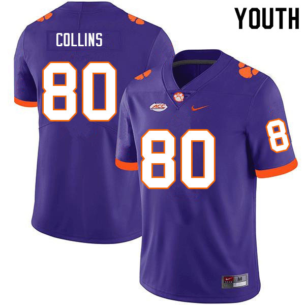 Youth #80 Beaux Collins Clemson Tigers College Football Jerseys Sale-Purple